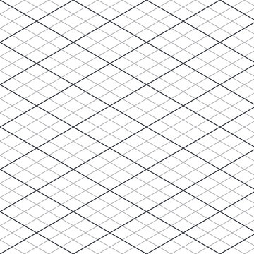 Seamless isometric grid pattern for 3D drawing on transparent background