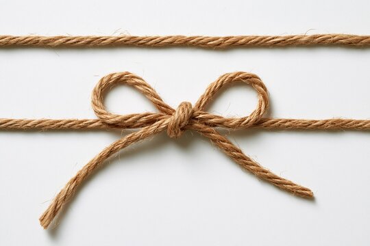 Brown twine rope tied in simple bow knot