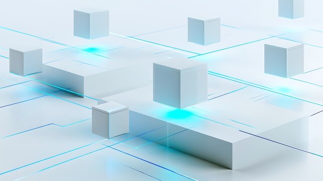 simple capital market tokenization scene, glowing financial blocks connected by thin digital lines,