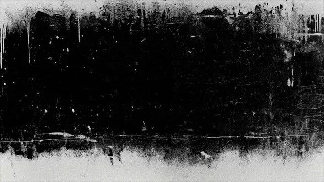 Black and White Grunge Ink Texture with Paint Splatter and Scratches Animation