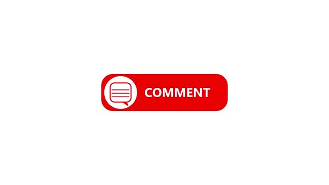Red Comment Button Vector Illustration with Speech Bubble Icon for video..