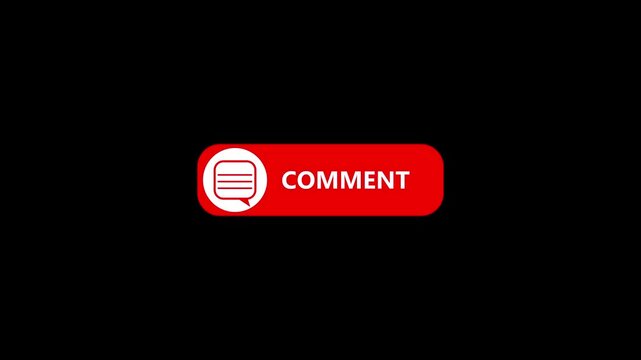 Red Comment Button Vector Illustration with Speech Bubble Icon for video..