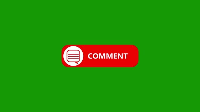 Red Comment Button Vector Illustration with Speech Bubble Icon for video..