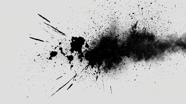 Black ink explosion splatter on light grey background