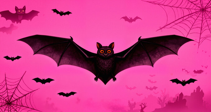 bats on pink halloween background
