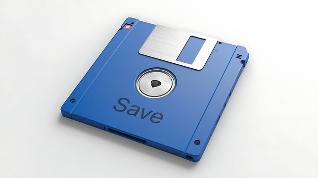 Isolated blue floppy disk on a white background