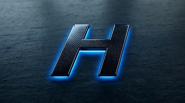 Neon blue letter H graphic design element