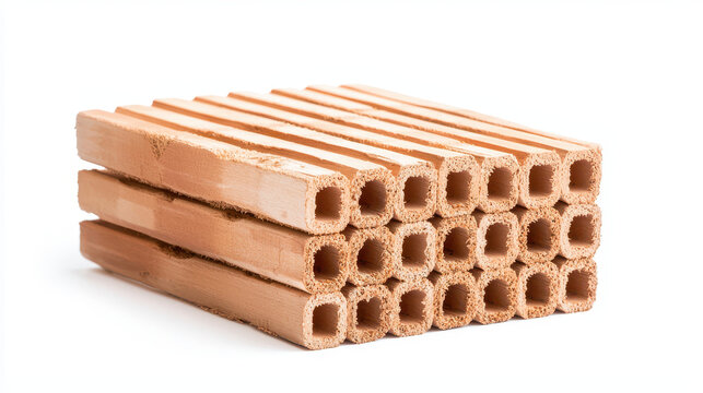Building materials construction hollow bricks clay stack rectangular texture architecture durable lightweight