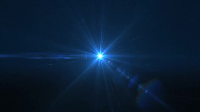 Dynamic blue energy blast with bright central light and lens flare