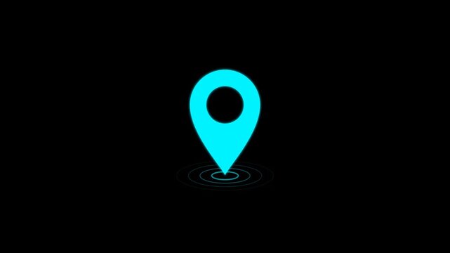 Glowing Cyan Navigation Pointer Icon Design Featuring Subtle Ripples for Modern Digital Maps and Global Location Tracking Interface Systems