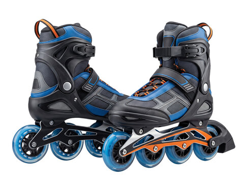 High-quality 3D render of a inline skates, isolated on dark background