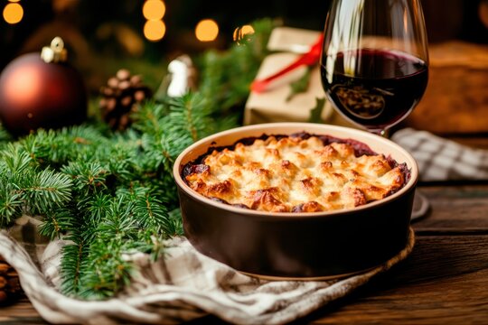 Festive feast with savory meats and vibrant sides at a holiday gathering