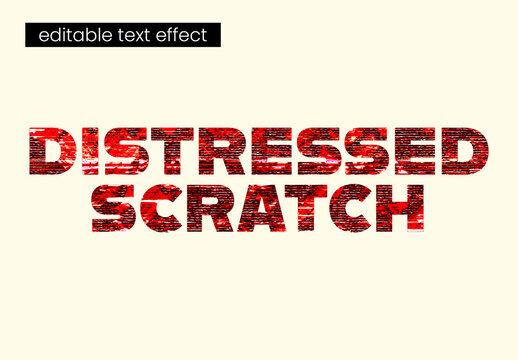 Distressed Scratched Red Text Effect on Cream Background