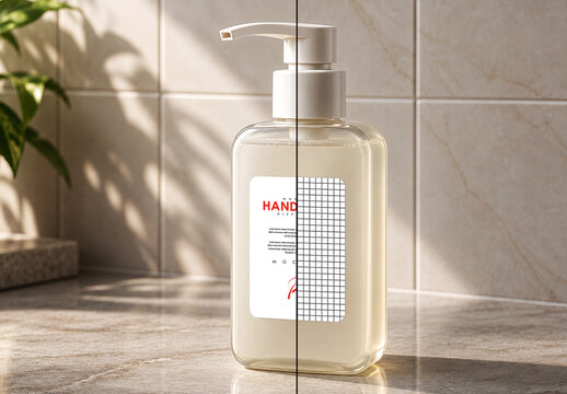 Handwash Dispenser Bottle Mockup with Editable Label