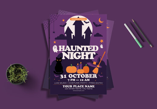 Haunted Night Poster template