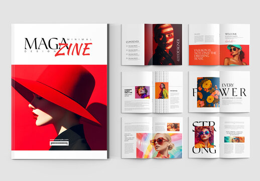 Modern Fashion Magazine Design Template with Editorial Layout