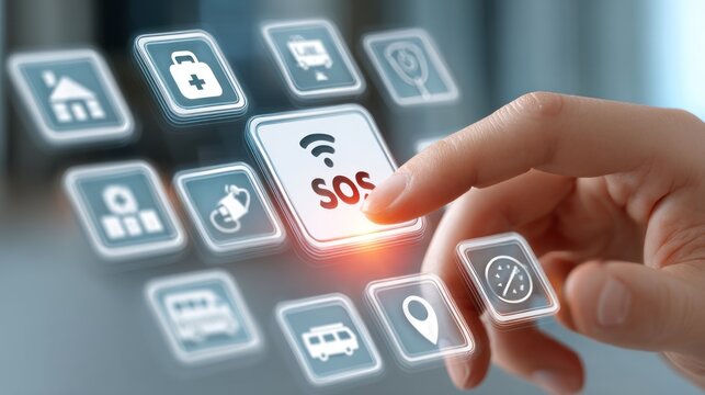 Emergency alert system interface with sos button activation