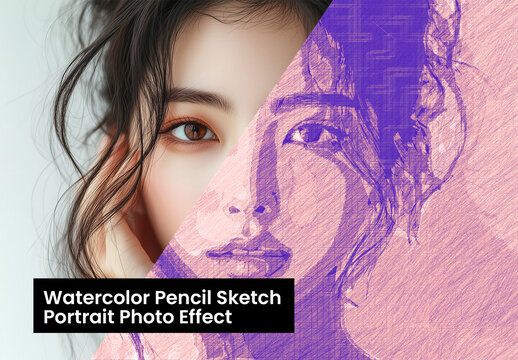 Watercolor Pencil Sketch Portrait Photo Effect