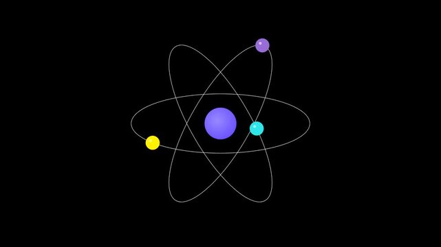 Vibrant orbital atom illustration symbolizing edtech science learning and digital code physics