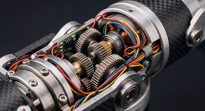 Robotic Arm Servo Motor Joint Mechanism Close-Up