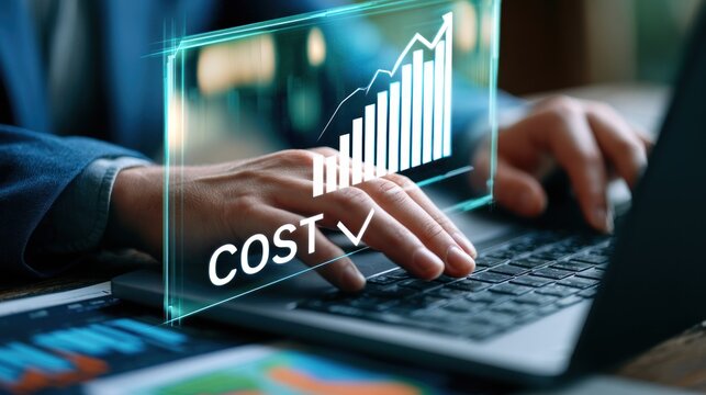 Financial growth graph displayed digitally on transparent background