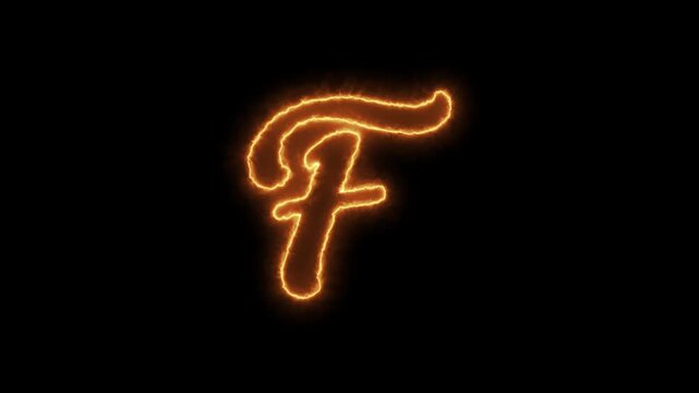 Glowing letter f sign with black background