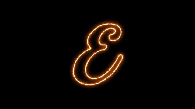 Glowing golden letter E calligraphy animation with black background