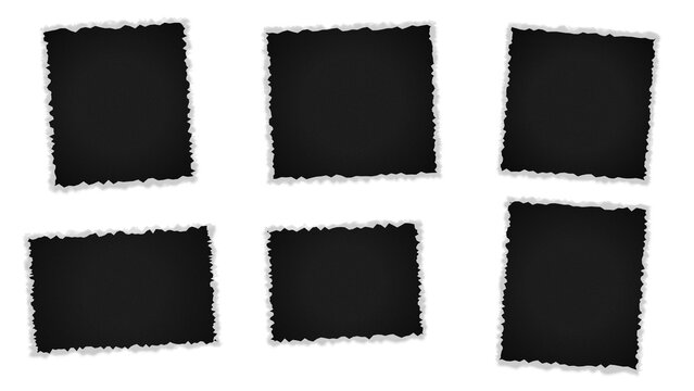 Black paper cutouts with scalloped edges isolated on transparent background