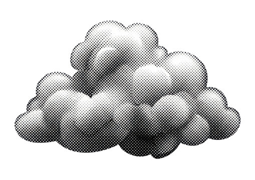 A single stylized cloud icon with a halftone dot pattern texture.