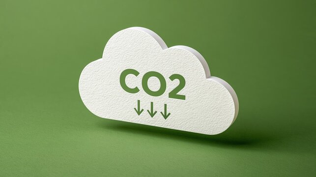 White paper cloud with co2 text and arrows