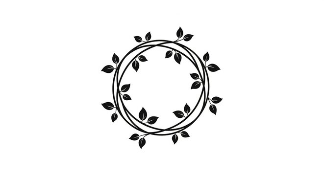 Circular wreath made of black branches and leaves circle