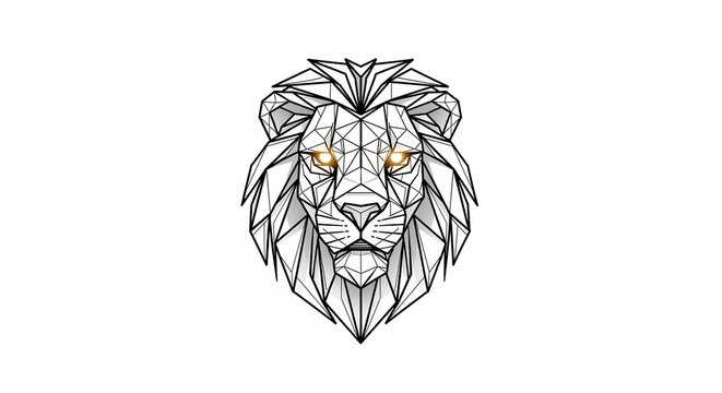 Geometric lion head with glowing eyes polygon triangle