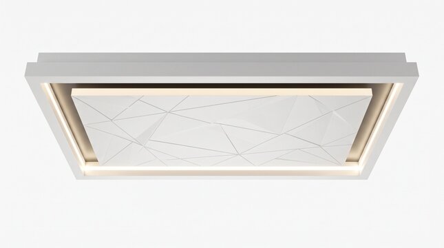 Modern geometric ceiling light with warm LED glow, contemporary square flush mount lamp, minimalist architectural lighting fixture for home interior isolated PNG with Transparent Background