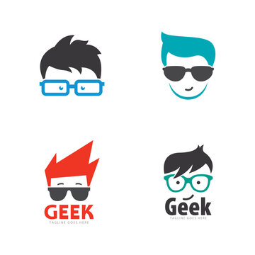 geek logo icon design.geek or nerd logo illustration