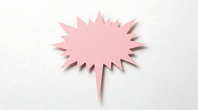Pink paper speech bubble isolated on white background
