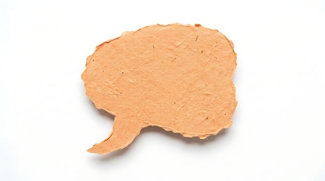 Handmade paper speech bubble isolated on white background
