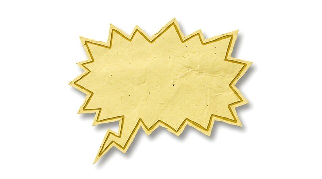 Yellow comic book style speech bubble isolated on white background