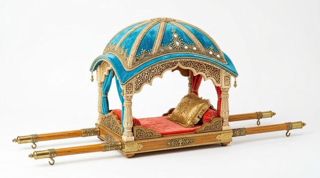 Ornate Indian Palki Palanquin Carriage - Traditional Royal Transport