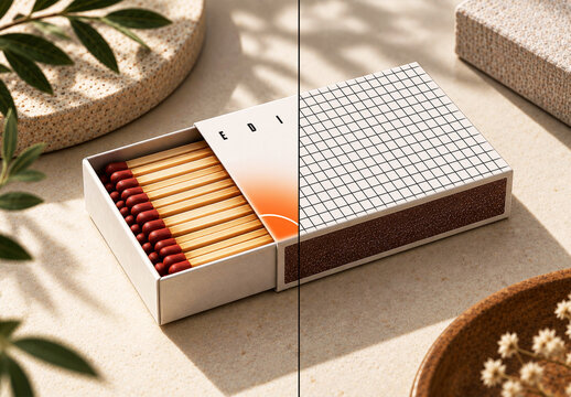Slide Open Matchbox Packaging Mockup