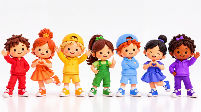 Die Farben des Regenbogens von Kindern dargestellt