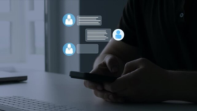 Digital chat communication with text messages, emoji reactions and social engagement. Modern online conversation with likes, comments and instant feedback.