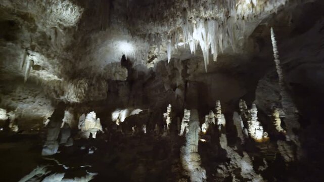 Cinematic shot of geological features at Carlsbad Caverns National Park in New Mexico, USA