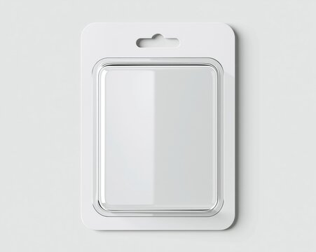 White plastic blister pack packaging mockup