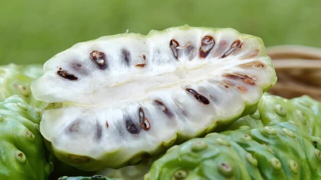 Fresh Noni Fruit in a Woven Basket	