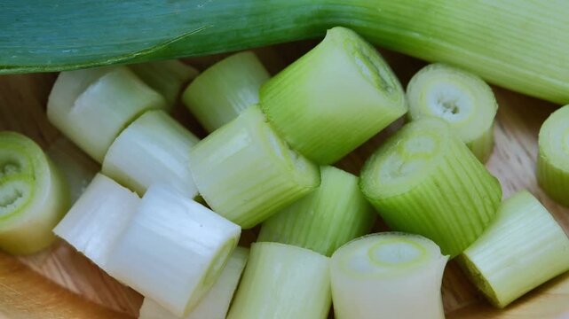 Sliced Green Onions in a Bowl	