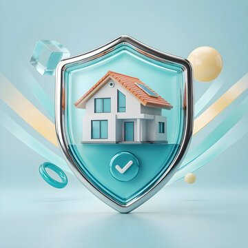 Futuristic Home Protection Shield with Modern House