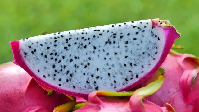 Ripe red dragon fruit placed in a bowl under natural light	