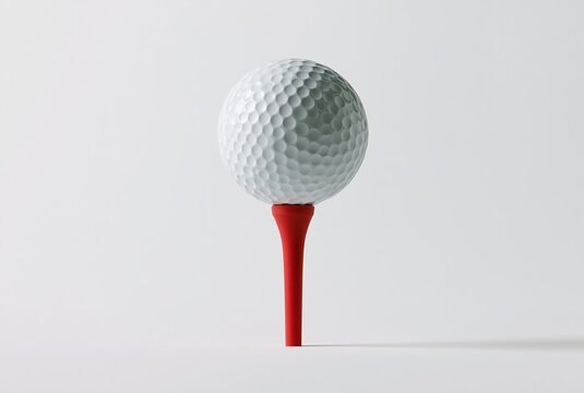 Close-up of white golf ball on red tee