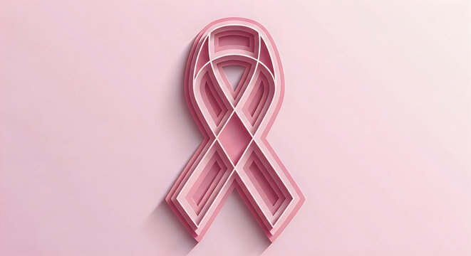 A pink ribbon symbolizing breast cancer awareness observed throughout the entire month of october for global support