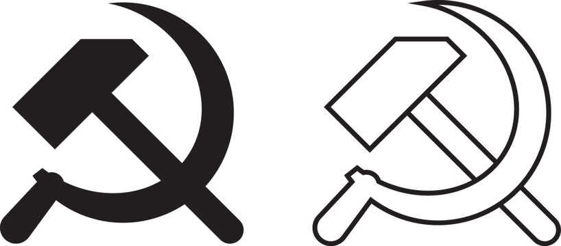 Hammer and Sickle Vector Icon Set. Sickle Vector Illustration Set. Set of Hammer and Sickle Symbols